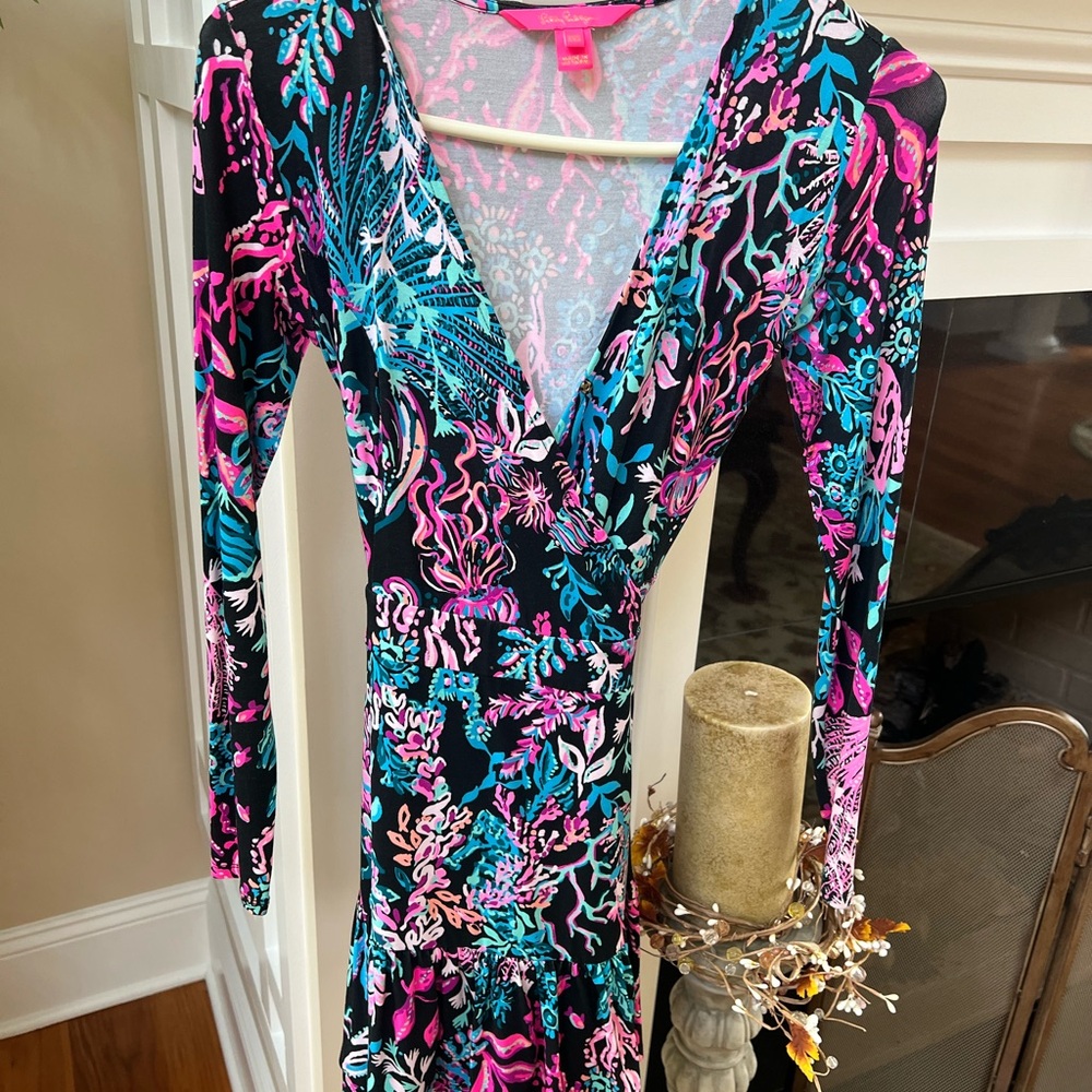 Lilly Pulitzer Pink and Blue Long Sleeve Romper